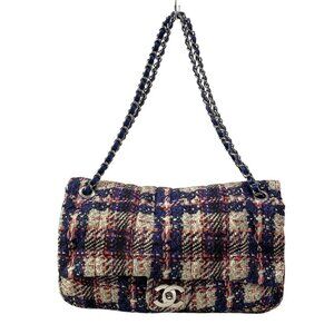 CHANEL Soft Shell A66457 Cream Navy Pink Nylon Shoulder Bag